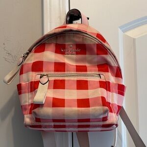 Kate Spade Gingham Red and Pink Backpack